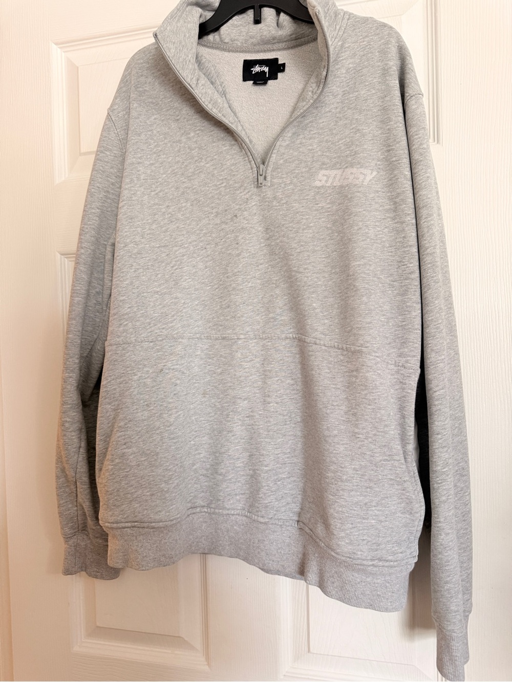 Stussy Men's Heather Gray Quarter-Zip Pullover Sweatshirt